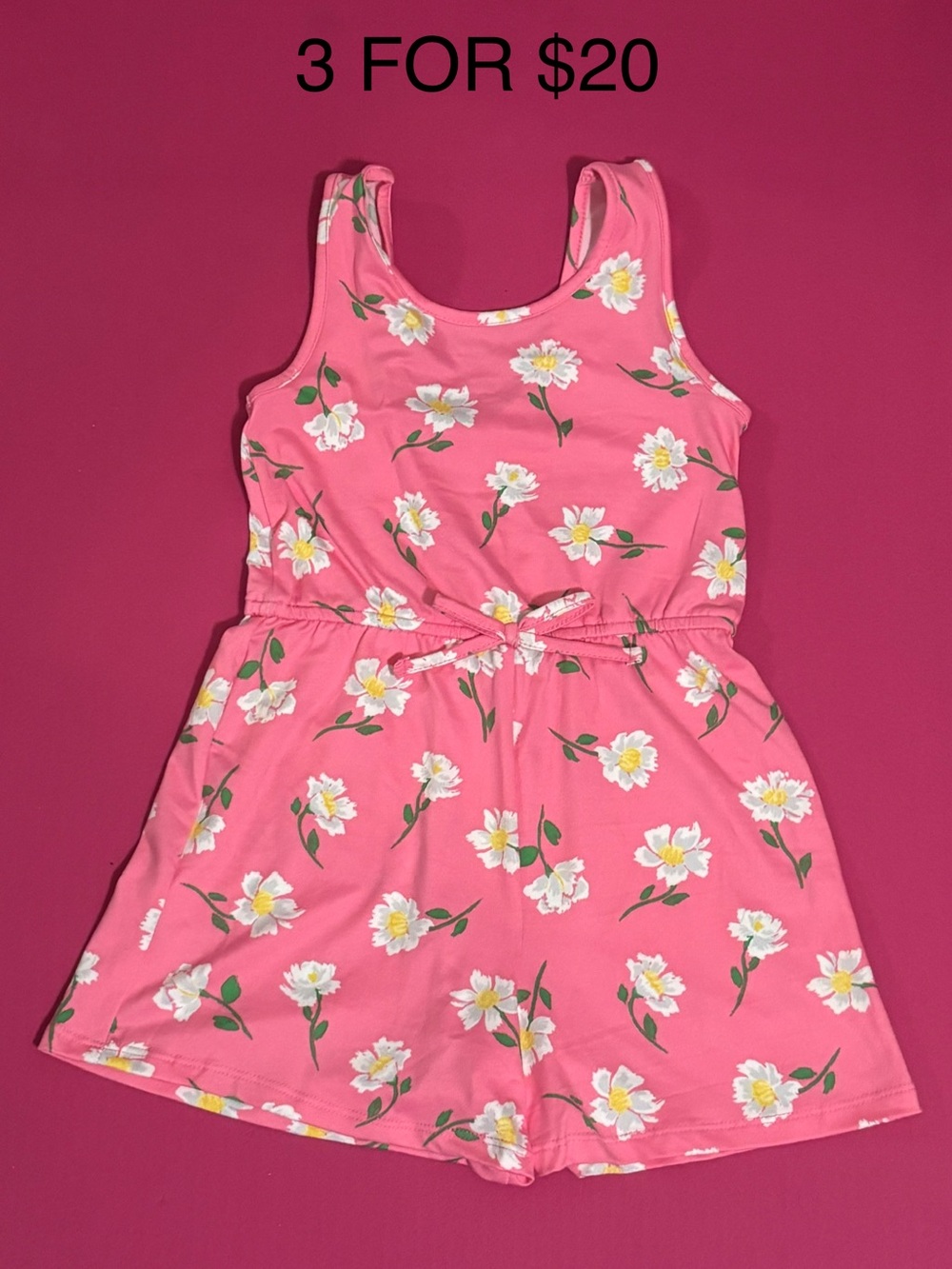 🌟Zunie Girls 5T Pink Floral Romper NWOT